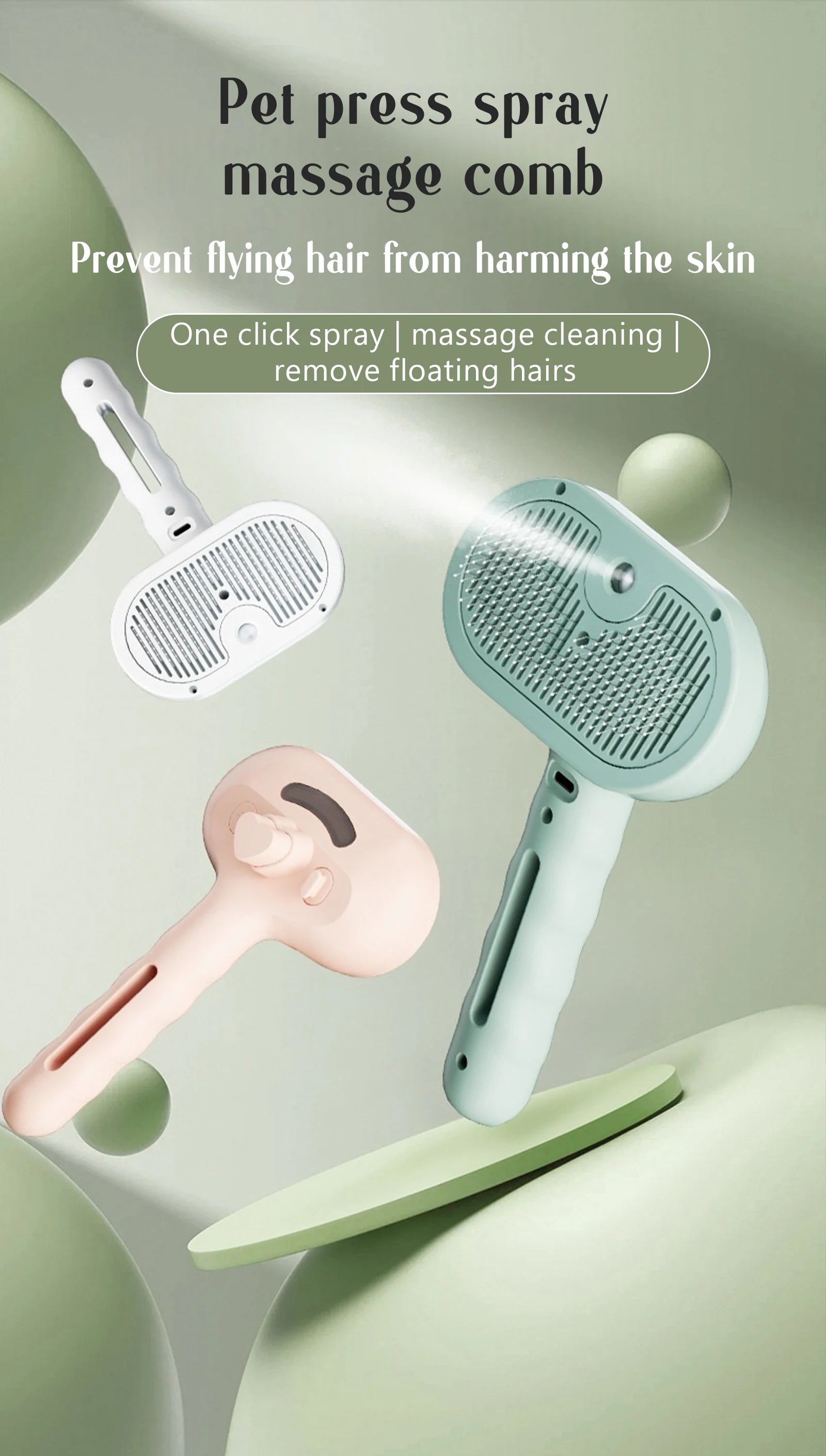 Steam Brush for Dogs & Cats - USB Rechargeable Massage Grooming with Spray Function | FurCare