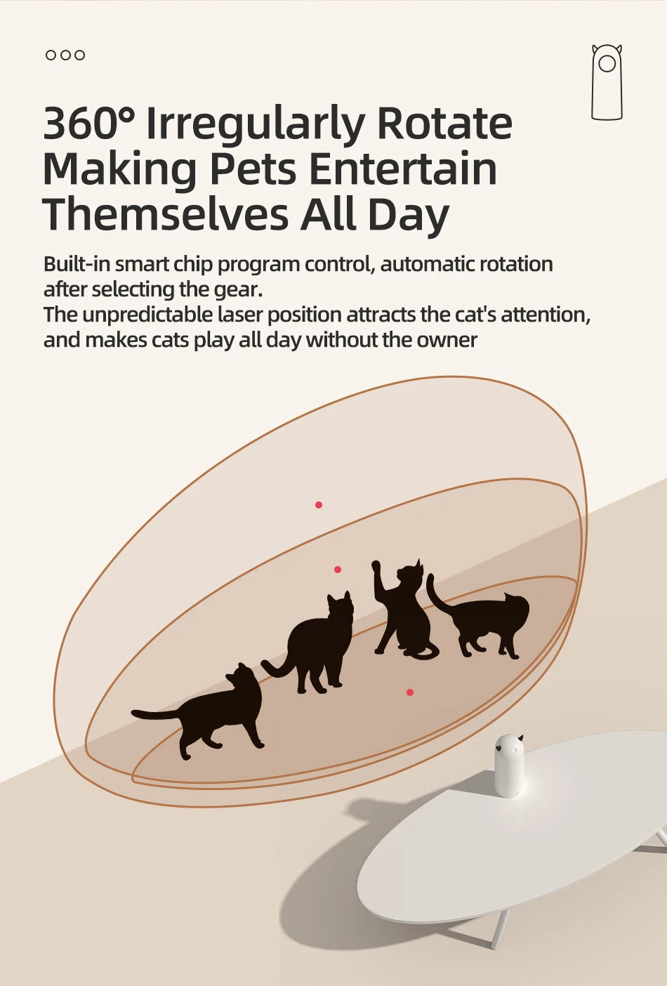 Interactive Cat Toy LED Laser - Automatic Smart Teasing for Indoor Cats | PlayMeow