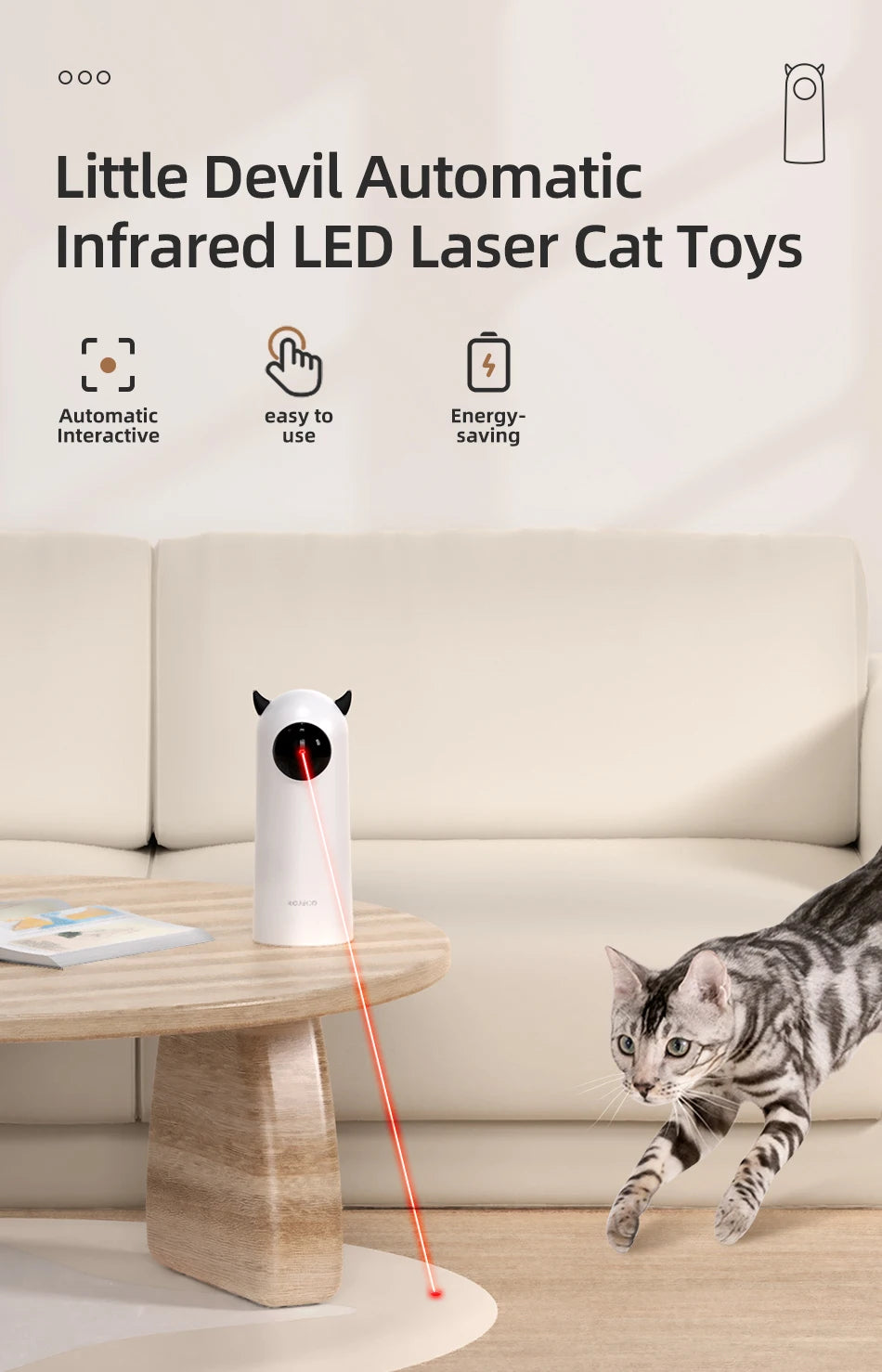 Interactive Cat Toy LED Laser - Automatic Smart Teasing for Indoor Cats | PlayMeow