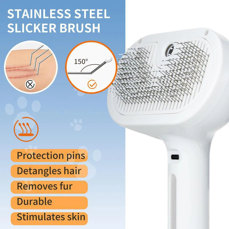 Steam Brush for Dogs & Cats - USB Rechargeable Massage Grooming with Spray Function | FurCare