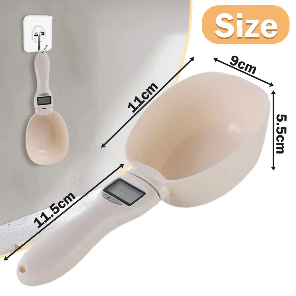 Digital Pet Food Measuring Scoop with Scale - LED Display 800g Kitchen Scale Cup | PetScoop