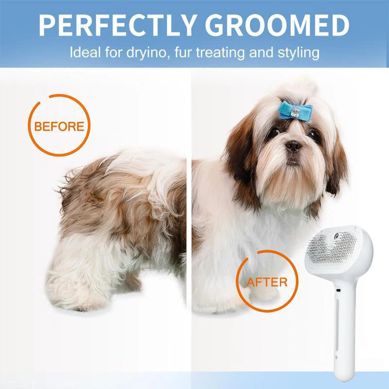 Steam Brush for Dogs & Cats - USB Rechargeable Massage Grooming with Spray Function | FurCare