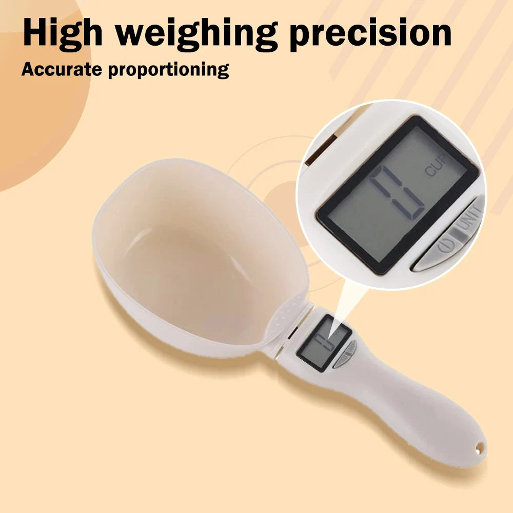 Digital Pet Food Measuring Scoop with Scale - LED Display 800g Kitchen Scale Cup | PetScoop