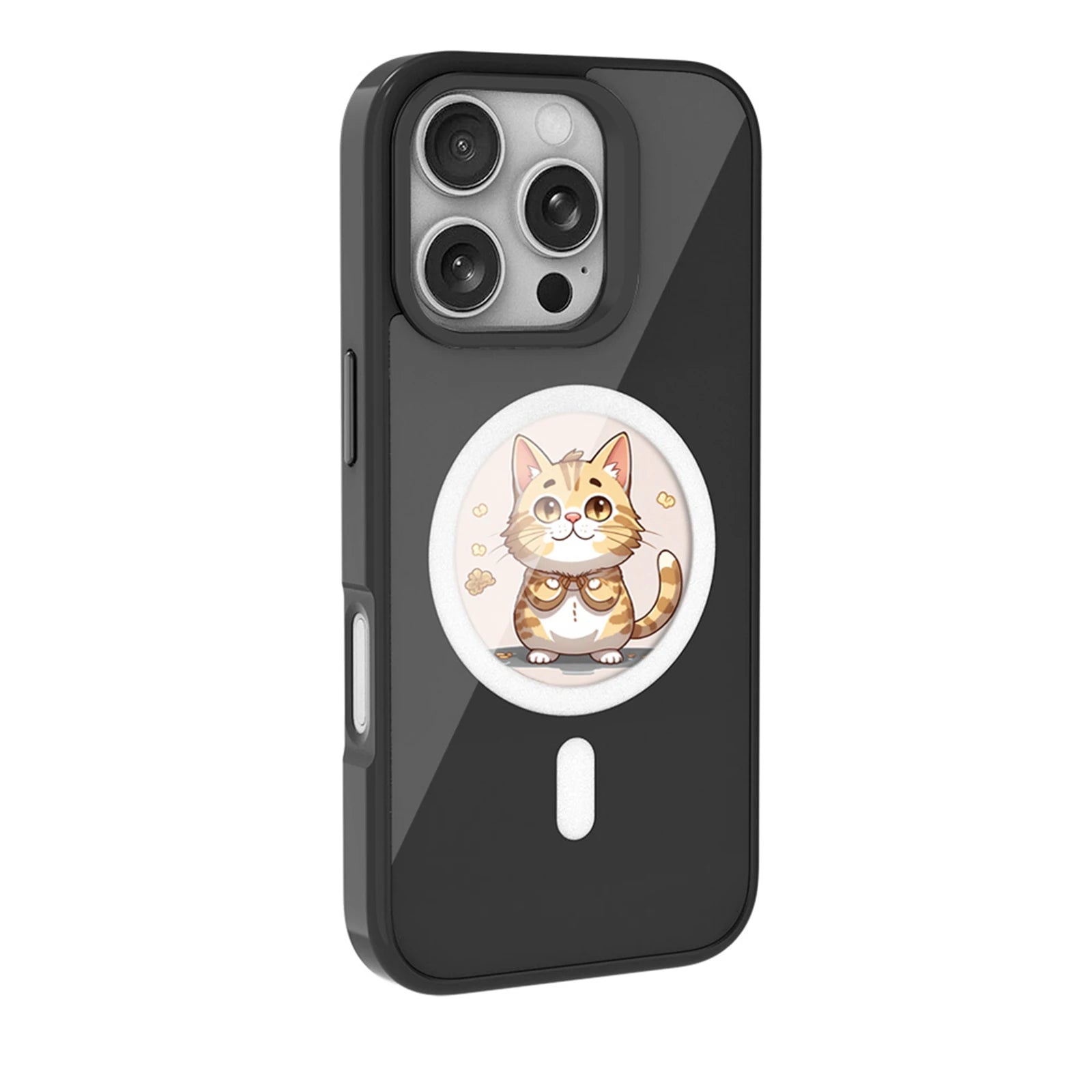 Phone case with a cute cat design on a white background