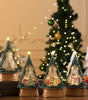 Decorative Christmas tree lights with a festive background