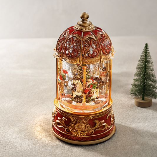 Antique Vintage Carousel Snow Globe Music Box