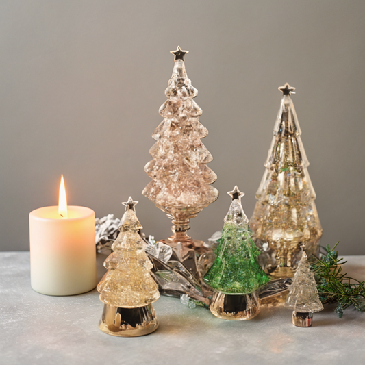 LED Illuminated Crystal Christmas Tree Music Box Collection