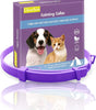 Purple calming collar with packaging featuring a dog and cat on a white background