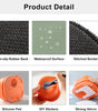 Product detail images with non-slip rubber back, waterproof surface, stitched border, silicone pad, DIY stickers, and strong velcro.