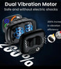 Dual Vibration Motor dog collar with safety features on a dark background