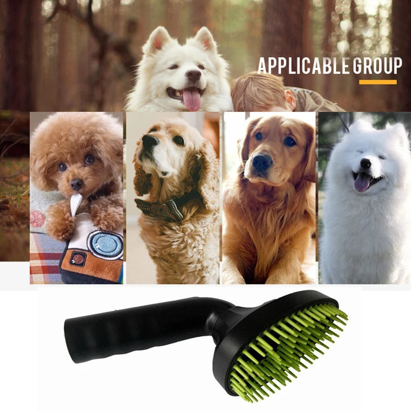 Dog grooming brush with dogs in the background