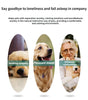 Advertisement for a product that helps pets with separation anxiety, shown with images of a dog and a person holding a dog.