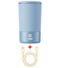 Blue pet paw cleaner product with charging cable on a white background