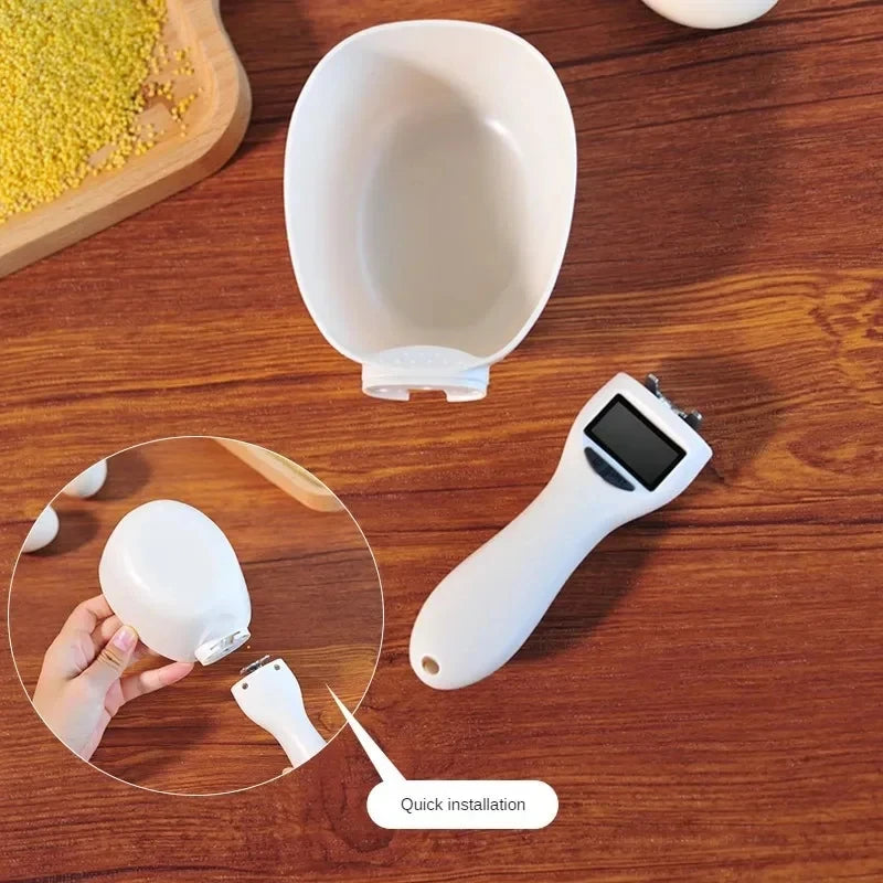 Pet diet scoop showing quick installation