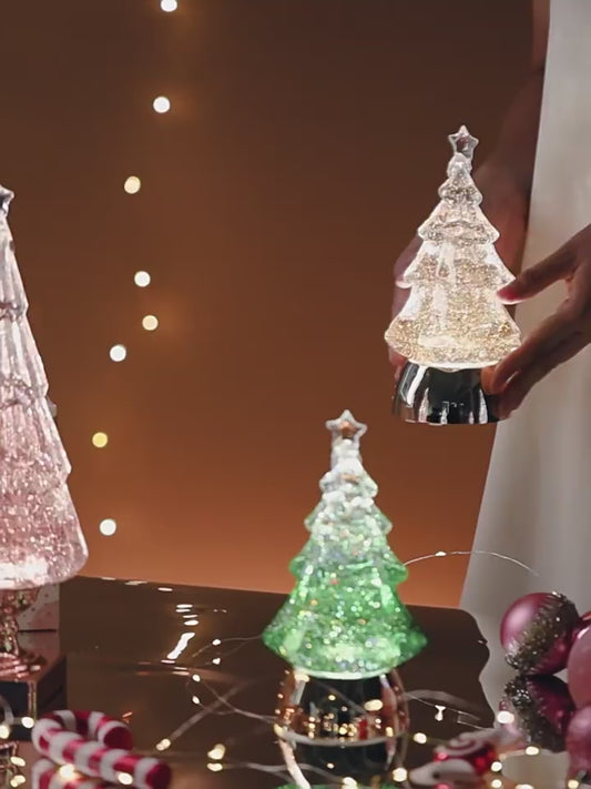LED Illuminated Crystal Christmas Tree Music Box Collection
