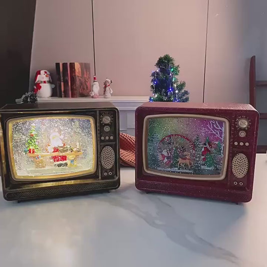 Classy Retro Christmas Snow Globe with Music TV