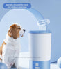 Pet-specific mini foot wash cup with a dog and balls on a blue background