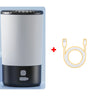 White and black pet paw cleaner device with a USB cable on a light blue background