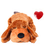 Plush dog toy with a red heart on a white background, featuring the brand 'IFOYO'.
