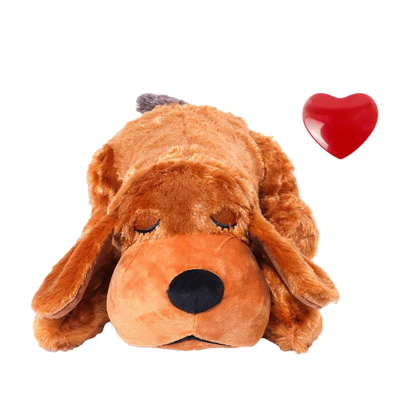 Plush dog toy with a red heart on a white background, featuring the brand 'IFOYO'.