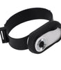 Black and white camera with a strap on a white background