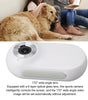 Pet camera with a 170-degree wide angle lens, shown with a dog and people in the background.