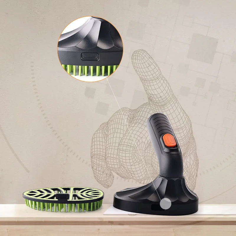 Pet Cleaning tool with brush and handle on a light background