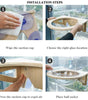 Step-by-step installation guide for a window-mounted product with suction cups.